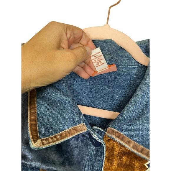 Hearts Of Palm Embellished Jean Jacket Paisley Plush Womens 14 Button Down‎ - Picture 6 of 10